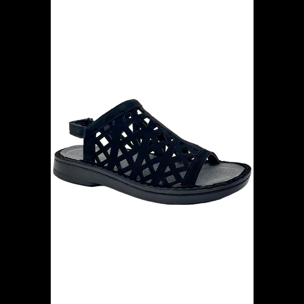 Naot Leather Adjustable Sandals Amadora Black Velvet - Medium